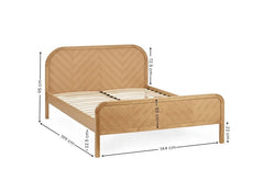 Milo Chevron Oak Bed - dims & base
