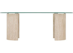 Modena Glass Coffee Table – Modern Glass Topped Occasional Table with Cream Wood Base – Contemporary Occasional Furniture