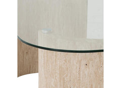 Modena Glass Coffee Table – Modern Glass Topped Occasional Table with Cream Wood Base – Contemporary Occasional Furniture