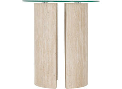 Modena Glass Lamp Table – Modern Glass Topped Occasional Table with Cream Wood Base – Contemporary Occasional Furniture