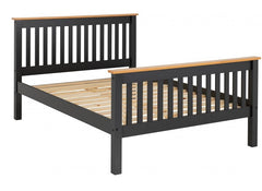 Monaco Grey & Oak 4 ft6 High Foot Bed - base