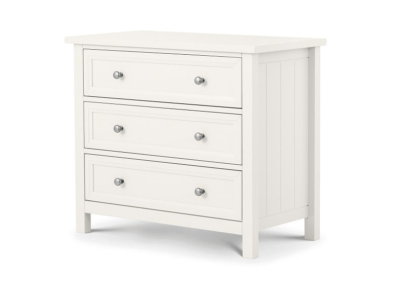 Maine Surf White Three Drawer Chest Of Drawers