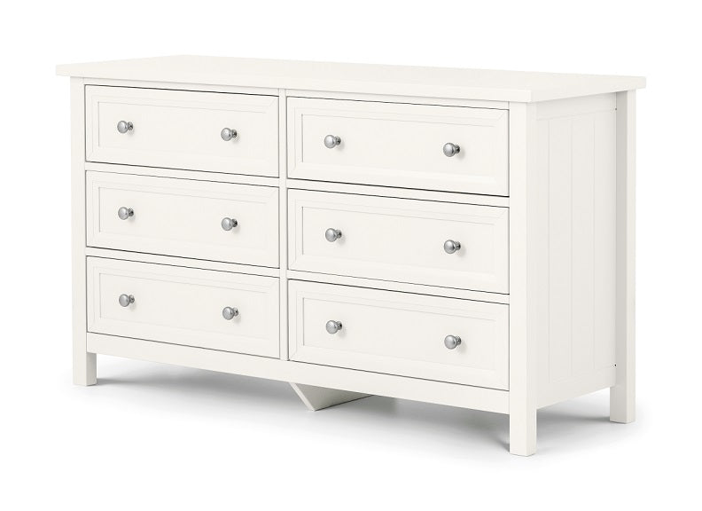 Maine Surf White Six Drawer Chest