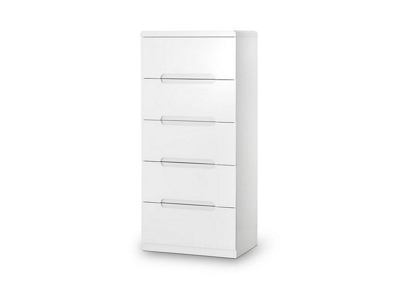 Manhattan Gloss Five Drawer Narrow Chest