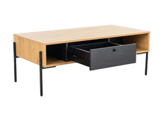 Madrid Oak & Black Coffee Table - open