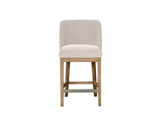 Massimo Counter Stools – Green Or Latte Fabric Finish | Modern Solid Oak/Fabric Dining Stools