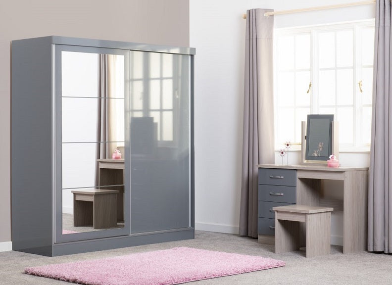 Nevada Grey Sliding Two Door Wardrobe - room