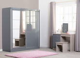 Nevada Grey Sliding Two Door Wardrobe - room