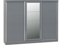 Nevada Grey Gloss Three Sliding Door Wardrobe