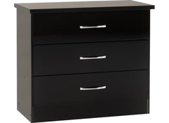 Nevada Black Gloss Three Drawer Chest