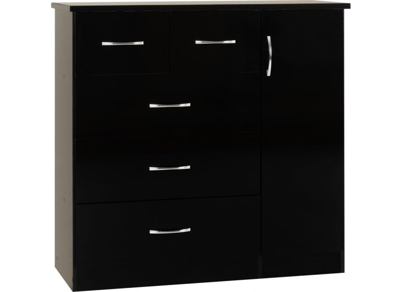 Nevada Black Gloss Low Wardrobe