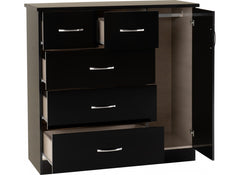 Nevada Black Gloss Low Wardrobe - open