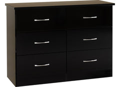 Nevada Black Gloss Six Drawer Chest