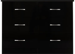 Nevada Black Gloss Six Drawer Chest