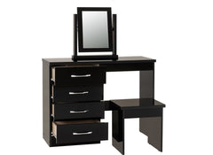 Nevada Black Gloss Dressing Table Set - open