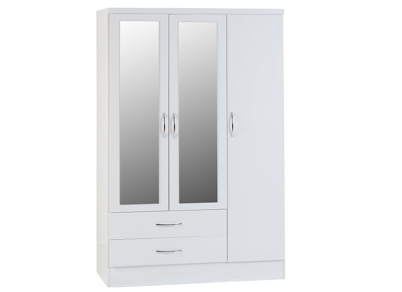 Nevada White Three Door Mirrored Wardrobe