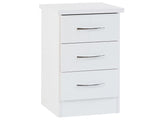 Nevada White Three Drawer Bedside