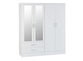 Nevada White Four Door Mirrored Wardrobe