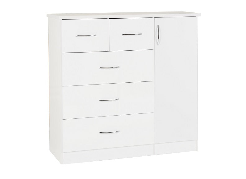Nevada White Five Drawer Chest