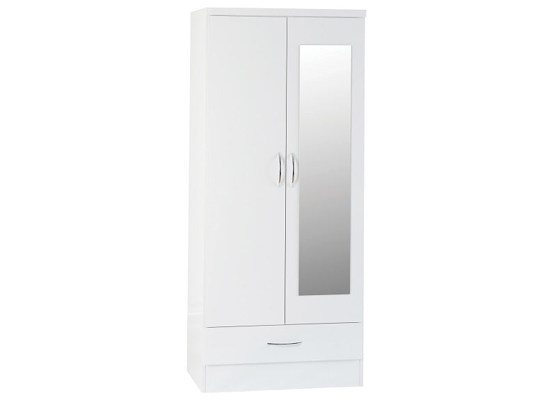 Nevada White Two Door Mirrored Wardrobe