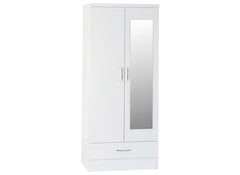 Nevada White Two Door Mirrored Wardrobe