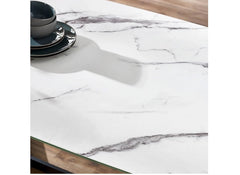 Olympus White Marble Effect Dining Table - detail