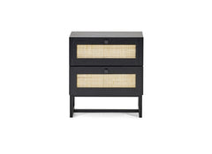 Padstow Black & Rattan Bedside - 1