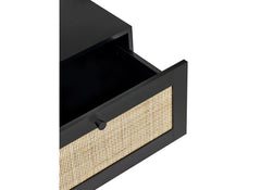 Padstow Black & Rattan Bedside - detail
