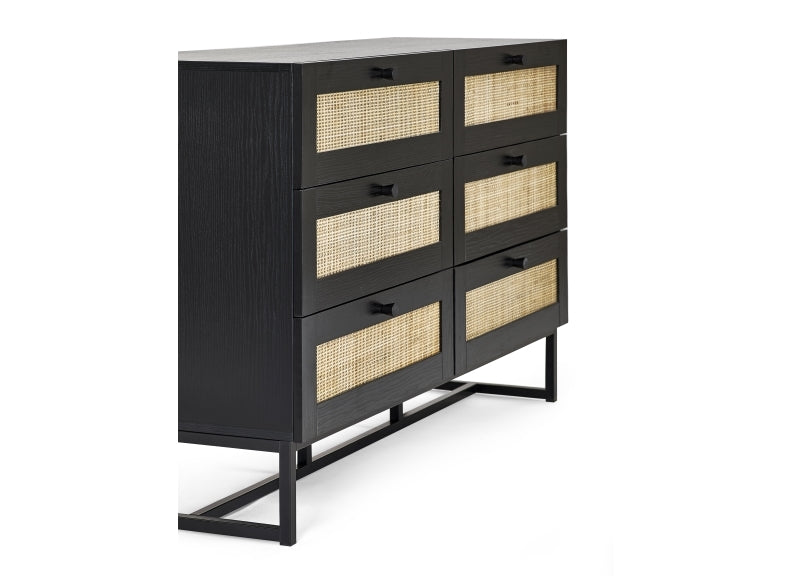 Padstow Black Wide Chest Of Drawers - side