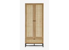 Padstow Oak & Rattan Wardrobe - 1