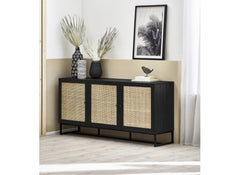 Padstow Black & Rattan Sideboard - Room