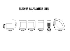 Pandora Half-Leather Six Piece Modular Corner Sofa – Luxury Corner Sofa in Pearl Grey W/Drinks & Charging Console