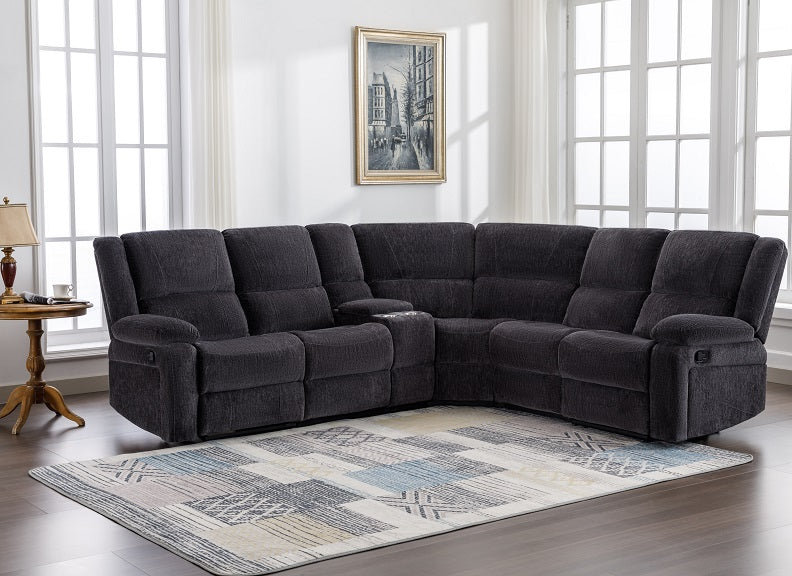 Perth Fabric Corner Sofa W/Console - 1