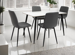 Riga White 1.3 m Table W/Grey PU 611 Chairs