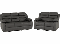 Roma 3RR+2RR Grey Leather Sofas - 1