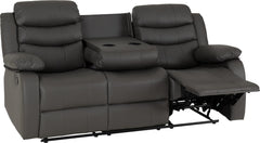 Roma 3 Seater Recliner Sofa Grey Faux Leather - image 3