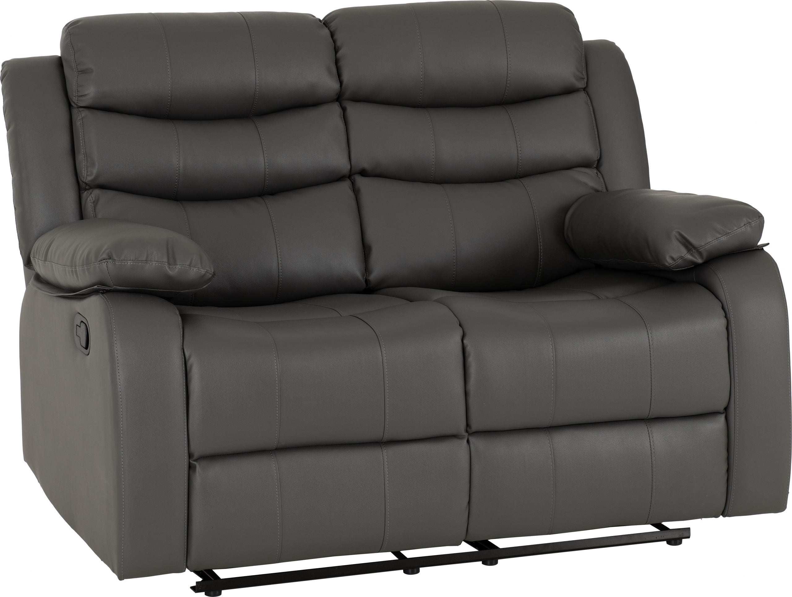 Roma 2 Seater Recliner Sofa Grey Faux Leather