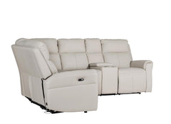 Russo Corner Leather Powered 4-Element Sofa - Stone