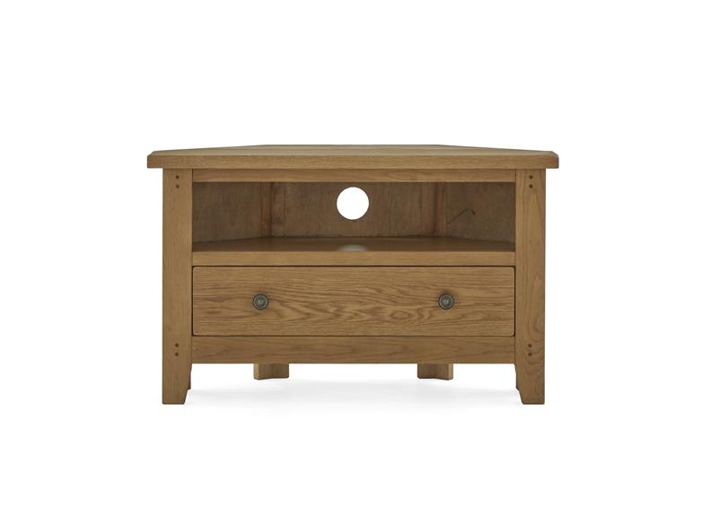 Burford Corner TV Unit - with drawer - detail - front