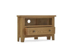 Burford Corner TV Unit - with drawer - open