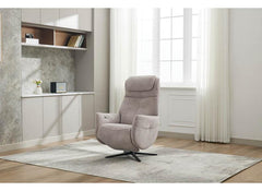 Rowden Fabric Swivel Recliner Chair with Massage Function – Stone or Oyster Fabric Occasional Armchair