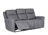 Russo Three Seat Fabric Powered Recliner - Charcoal
