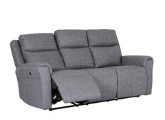 Russo Three Seat Fabric Powered Recliner - Charcoal