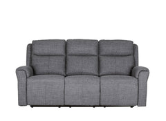 Russo Three Seat Fabric Powered Recliner - Charcoal
