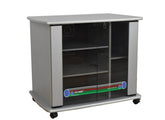 S32M-SV TV Stand – Entertainment Unit with Tempered Glass Shelves & Lockable Castor Wheels
