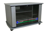 S36M TV Stand – Entertainment Unit with Tempered Glass Shelves & Lockable Castor Wheels