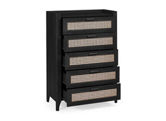Sydney Black Ash 5 Drawer Chest - open