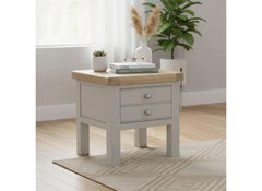 Salcombe Grey Lamp Table - room - chrome knob