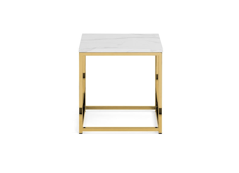 Scala White & Gold Lamp Table - front