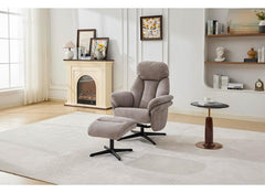Sloane Fabric Swivel Chair & Footstool – Light Grey, Dark Grey or Oyster Occasional Armchair